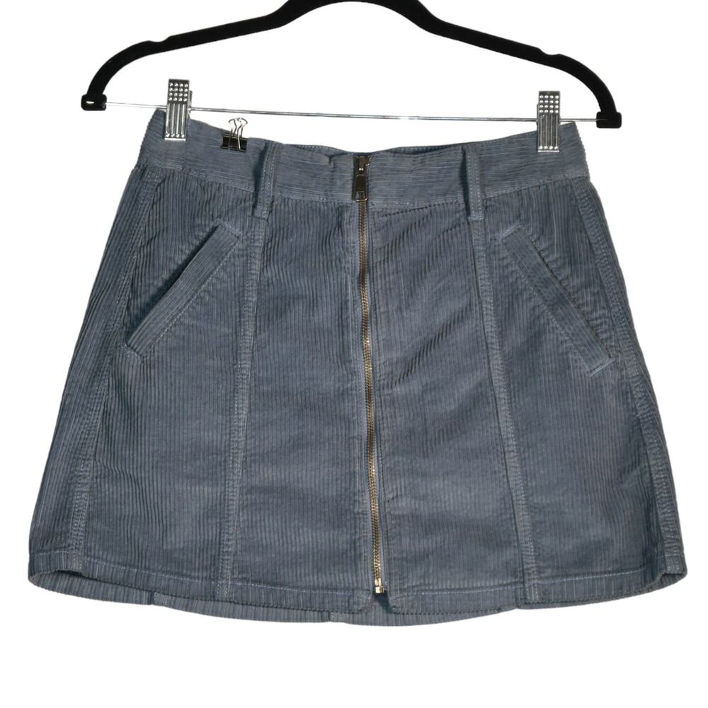 American Eagle Mini Skirt Womens Size 2 Blue Corduroy Casual Chic 90s Revival